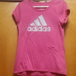 Adidas Pink Tee with Silver Logo Size 6x